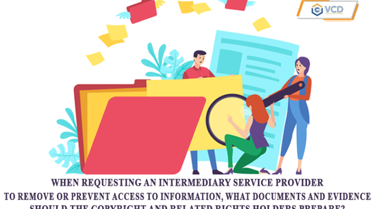When requesting an intermediary service provider to remove or prevent access to information, what documents and evidence should the copyright and related rights holders prepare?