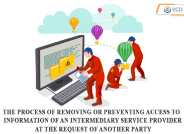 The process of removing or preventing access to information of an intermediary service provider at the request of another party