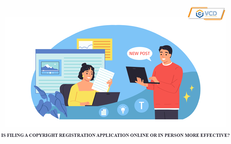 Is filing a copyright registration application online or in person more effective?