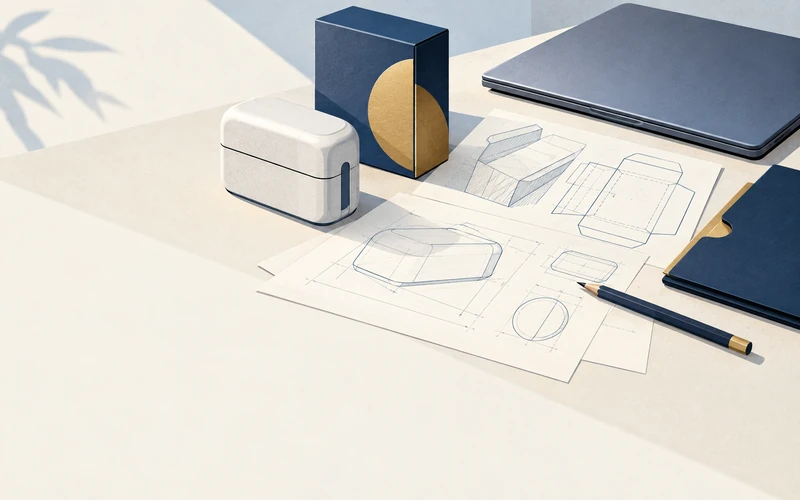 2D illustration of product prototypes and intellectual-property planning materials