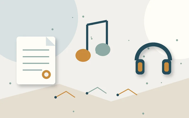 2D object illustration for Copyright management rights in the music field