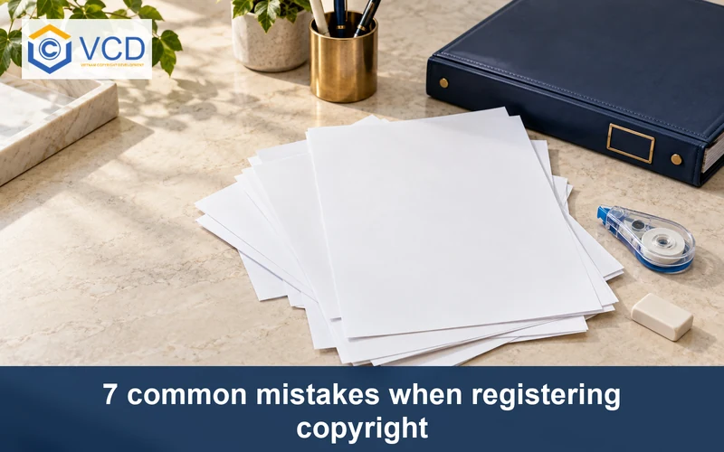 Scattered blank application sheets, correction tape, eraser and binder illustrating registration mistakes