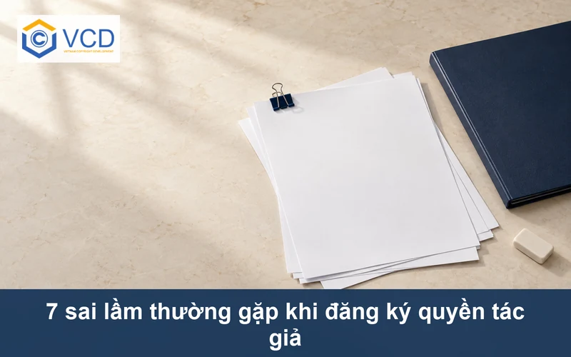 Các tờ đơn trắng xếp lệch, kẹp giấy, gôm và bìa hồ sơ minh họa sai lầm đăng ký