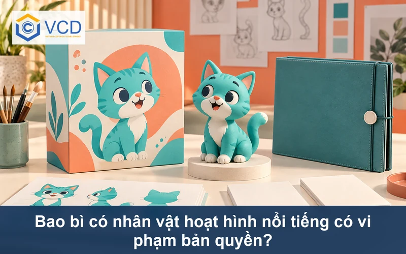 Nhân vật mèo nguyên bản xuất hiện trên bao bì trơn cạnh mô hình thiết kế