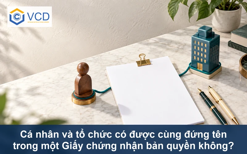 Biểu tượng cá nhân và tòa nhà cùng nối với một giấy chứng nhận trống