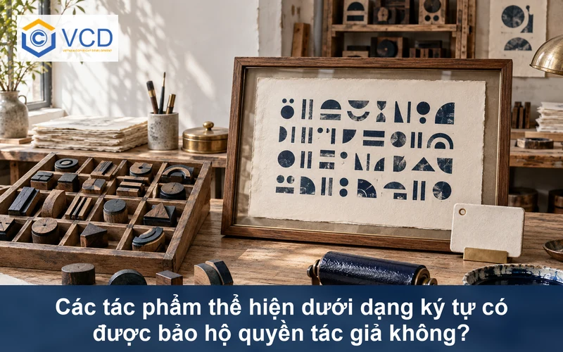 Các khối in hình học được sắp xếp thành tác phẩm dấu hiệu trừu tượng trong khung bảo vệ