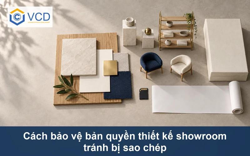 Bảng vật liệu showroom, mô hình nội thất rời, bản vẽ trống, thẻ nhớ và hộp hồ sơ