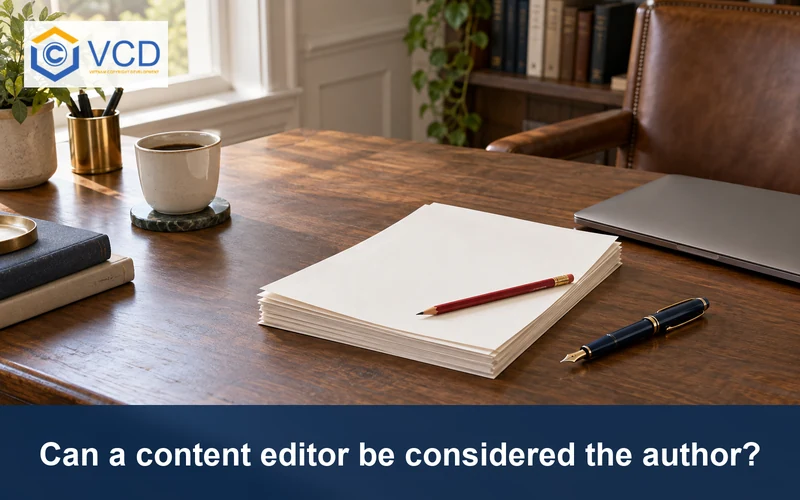 Blank manuscript pages, editing pencil and fountain pen illustrating content editing and authorship