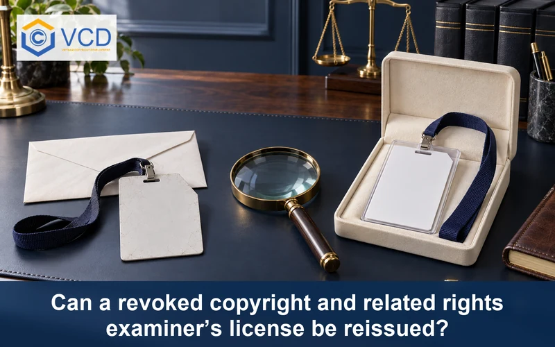 Returned blank examiner badge and a new blank credential in a presentation case