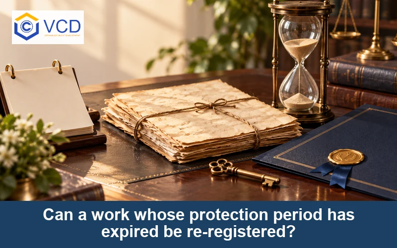 Can a work whose protection period has expired be re-registered?
