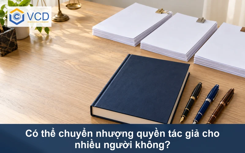 Sách bìa trơn, ba bộ hồ sơ và ba bút máy minh họa chuyển nhượng cho nhiều người