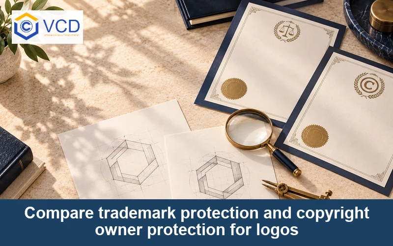 Compare trademark protection and copyright owner protection for logos