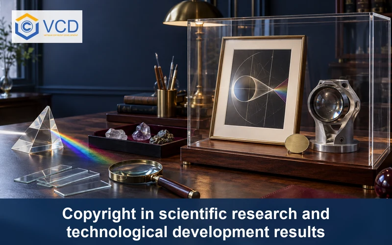 Raw optical samples beside protected scientific illustration and developed lens mount