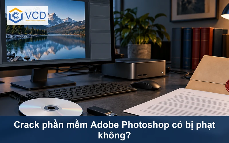Máy tính chỉnh ảnh cạnh đĩa cài đặt, USB giấy phép bị ngắt kết nối và hồ sơ cảnh báo pháp lý