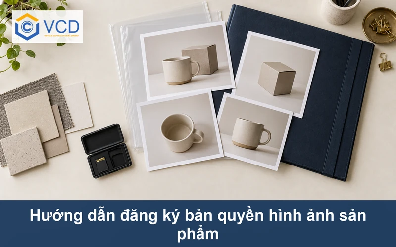 Bộ ảnh sản phẩm không nhãn trong túi lưu trữ cùng bìa hồ sơ đăng ký