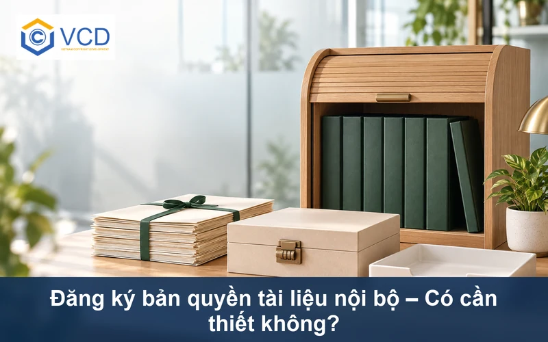 Tủ tài liệu nội bộ cùng chồng giấy buộc dây và hộp khóa bảo mật