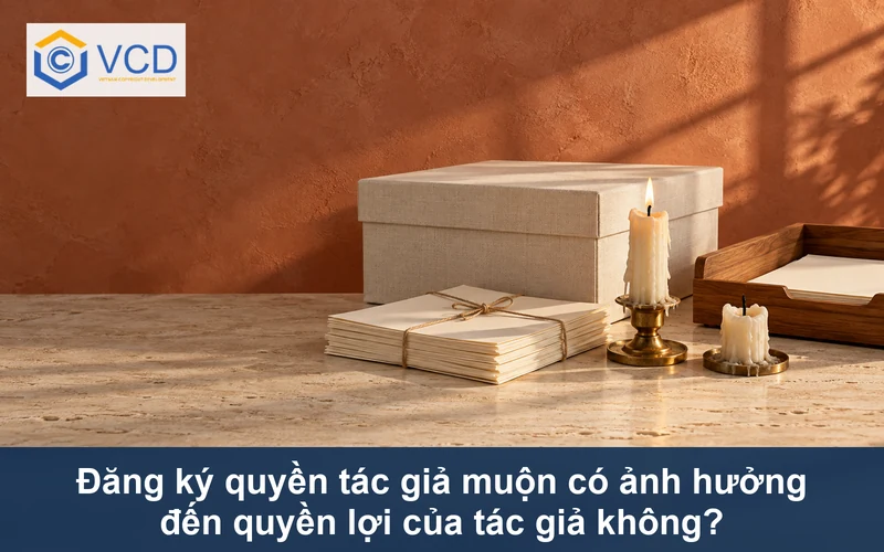 Hộp lưu trữ vải, chồng giấy trắng buộc dây, nến cháy dở và khay thư gỗ