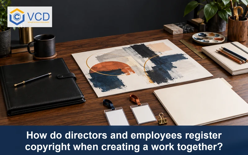 Executive folio and employee art tools beside one shared original artwork and blank registration folder