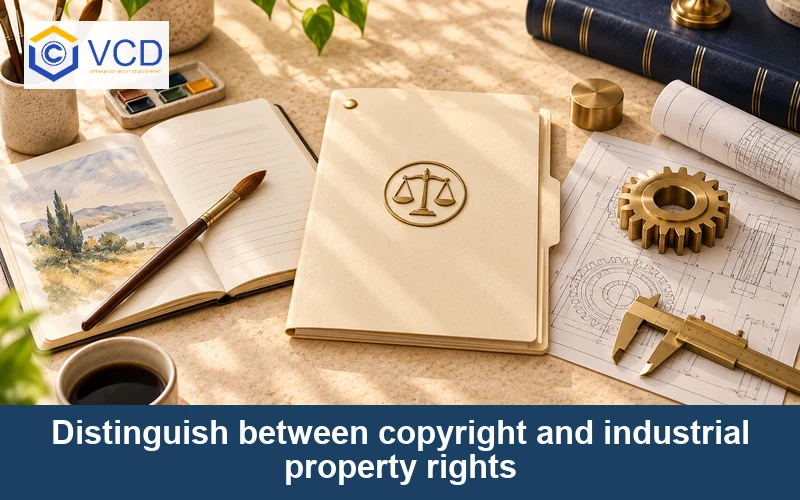 Distinguish between copyright and industrial property rights
