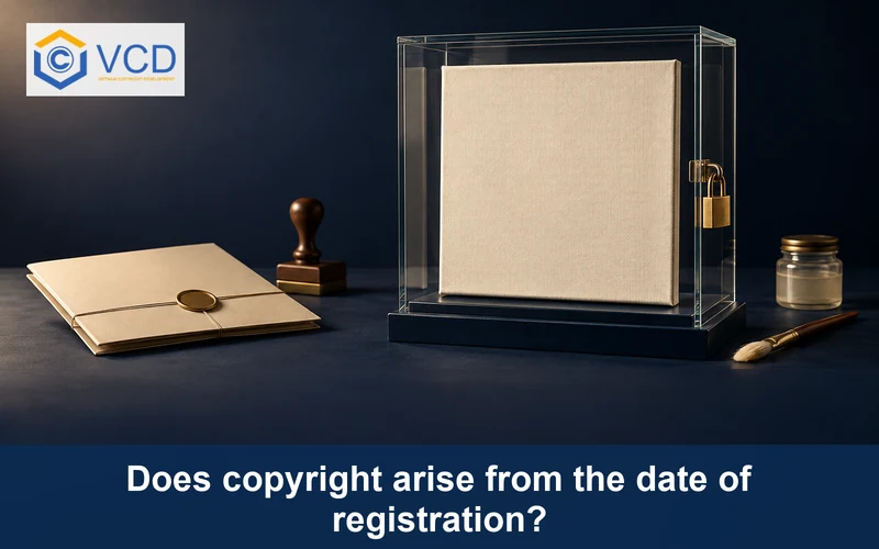 Completed canvas already protected beside separate registration papers illustrating when copyright arises