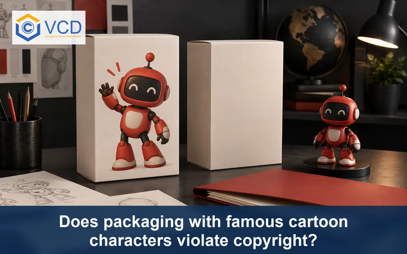 Original robot mascot reproduced on plain packaging beside its character model
