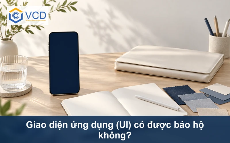 Điện thoại màn hình trống, bút cảm ứng, sổ phác thảo và mẫu vật liệu UI