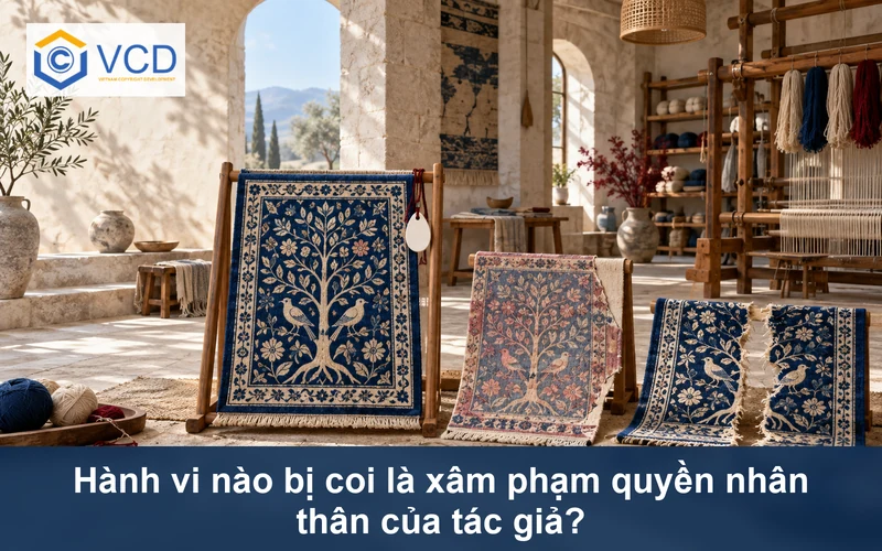 Tấm thảm nguyên bản bên các bản sao bị tháo thẻ tác giả, đổi màu và xé rách