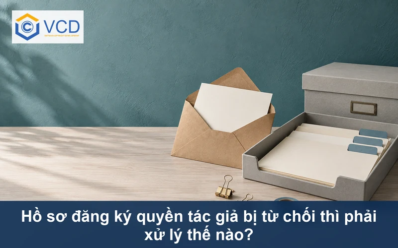 Phong bì hồ sơ hoàn trả cạnh khay tài liệu được sắp xếp lại để nộp bổ sung