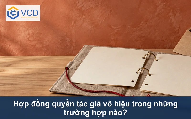 Bộ hồ sơ vải lanh với vòng kẹp lệch và dây đỏ bị cắt tượng trưng hợp đồng quyền tác giả vô hiệu