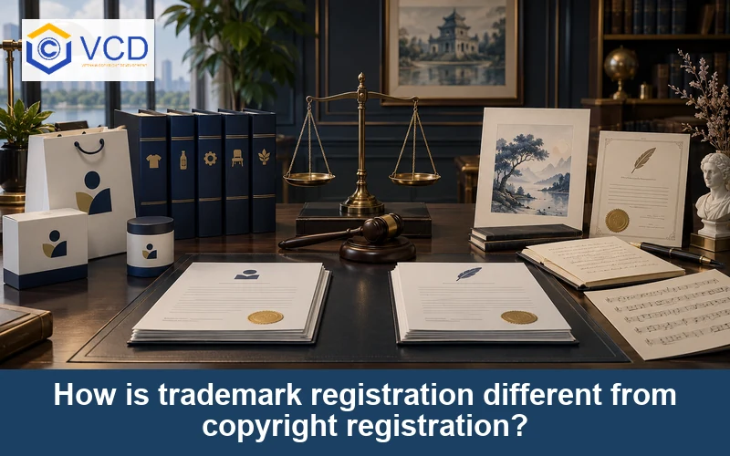 How is trademark registration different from copyright registration?