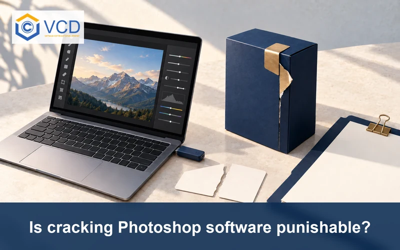 Laptop with USB installer, peeled software seal, cut license card and legal warning