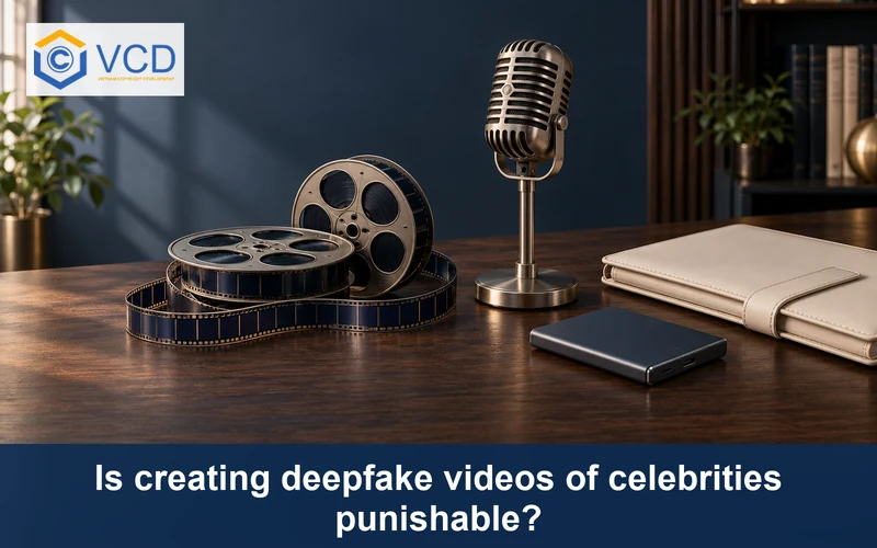 Stage microphone, matching film reels with blank frames, external drive, and document portfolio