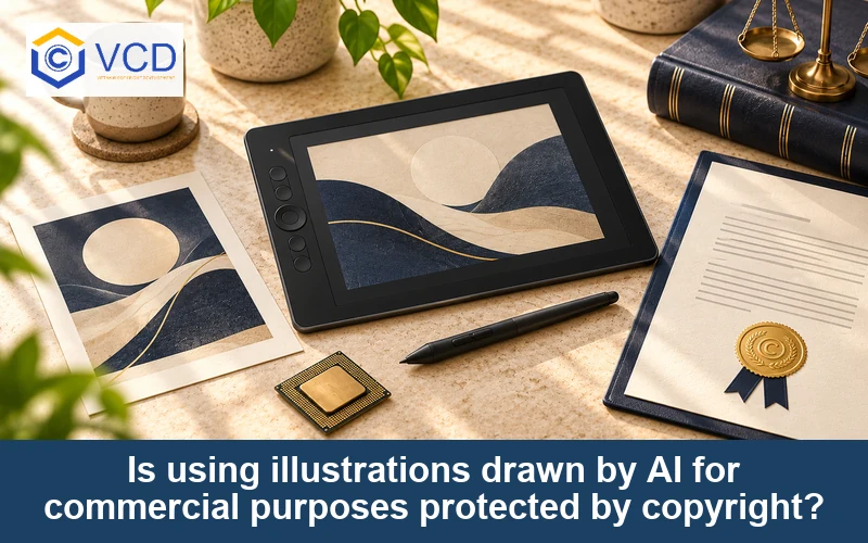 Is using illustrations drawn by AI for commercial purposes protected by copyright?