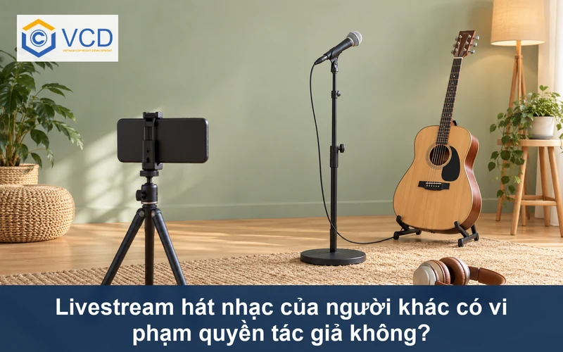 Điện thoại hướng vào micro và đàn guitar trong góc luyện tập sáng