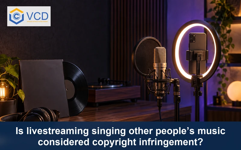 Smartphone ring light and vocal microphone beside an unmarked vinyl record