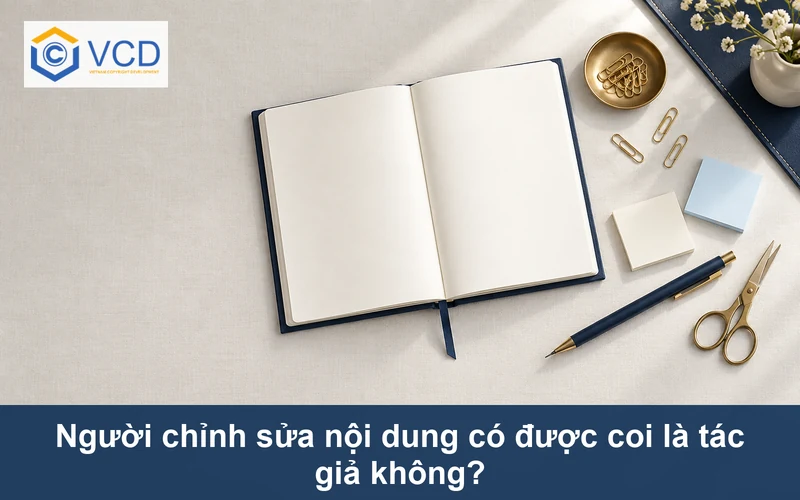 Sổ tay mở trắng, ghi chú dán, bút chì kim, kéo nhỏ và kẹp giấy