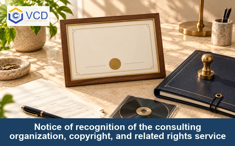 Notice of recognition of the consulting organization, copyright, and related rights service