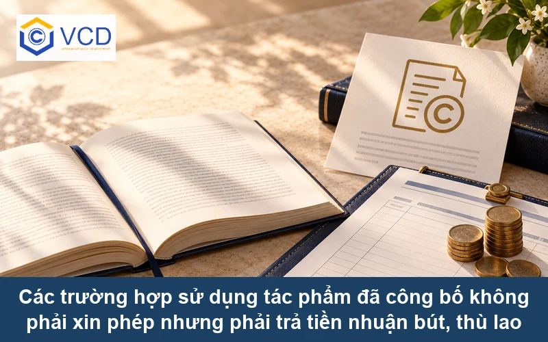Các trường hợp sử dụng tác phẩm đã công bố không phải xin phép nhưng phải trả tiền nhuận bút, thù lao