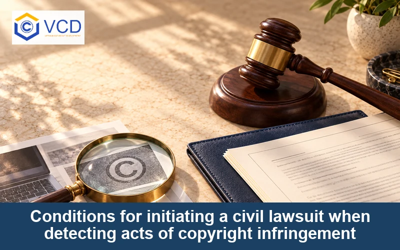 Conditions for initiating a civil lawsuit when detecting acts of copyright infringement