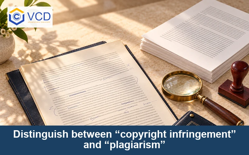Distinguish between “copyright infringement” and “plagiarism”