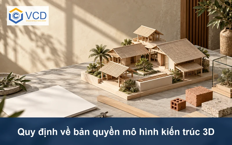 Mô hình kiến trúc nhà nhiệt đới cùng mẫu vật liệu và dụng cụ thiết kế