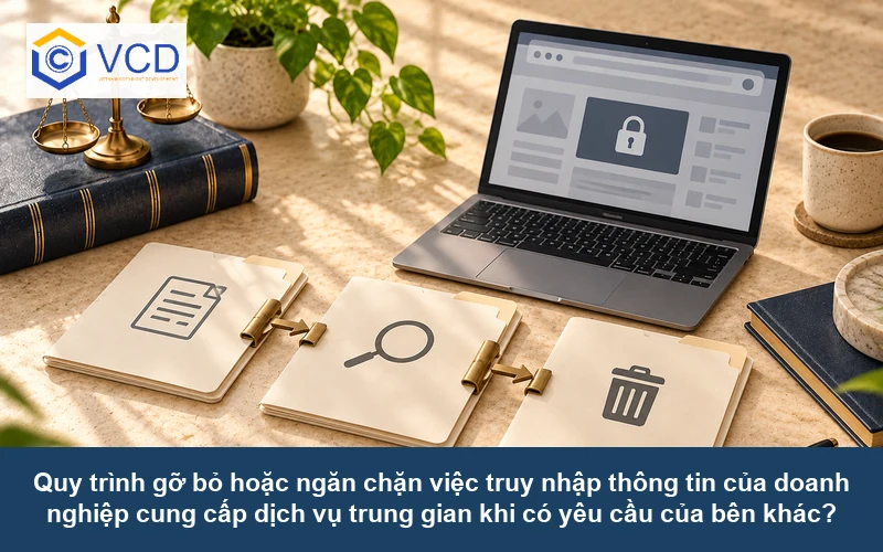Quy trình gỡ bỏ hoặc ngăn chặn việc truy nhập thông tin của doanh nghiệp cung cấp dịch vụ trung gian khi có yêu cầu của bên khác?