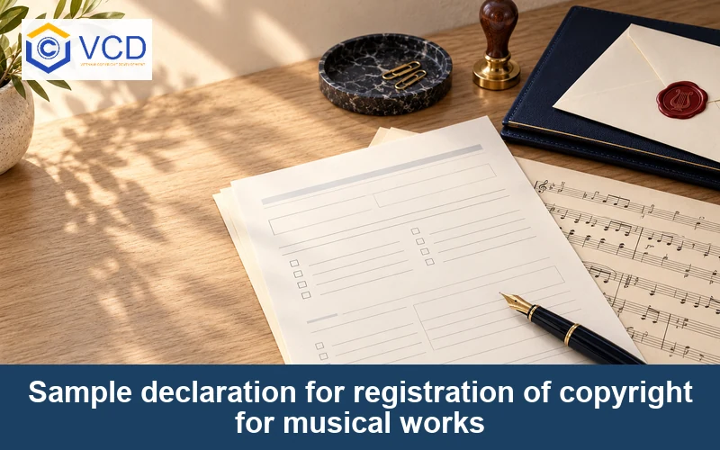 Sample declaration for registration of copyright for musical works