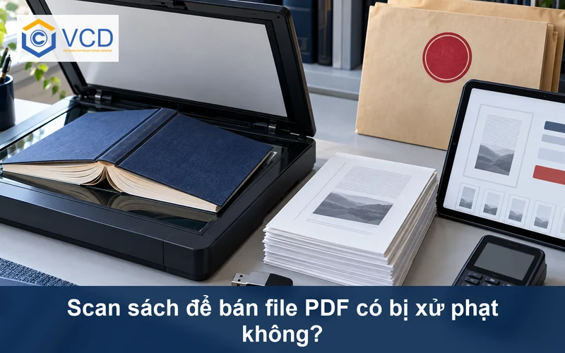 Sách mở trên máy scan cạnh tập trang số hóa, USB, máy tính bảng bán file và máy thanh toán