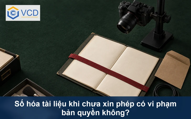Máy ảnh chụp tài liệu trắng bị chặn bằng dải vải đỏ khi chưa có sự cho phép