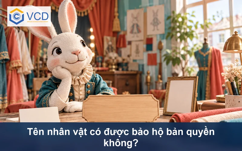 Nhân vật thỏ thủ công bên bảng tên gỗ và các thẻ nhận diện trống