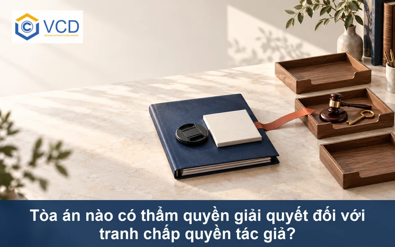 Hồ sơ tranh chấp được định tuyến đến khay có búa xét xử minh họa thẩm quyền tòa án