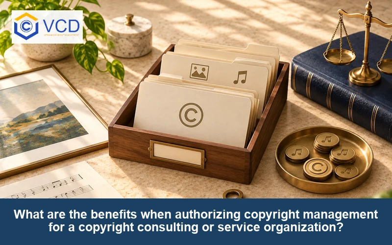 What are the benefits when authorizing copyright management for a copyright consulting or service organization?