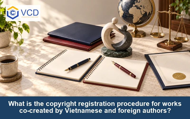 What is the copyright registration procedure for works co-created by Vietnamese and foreign authors?