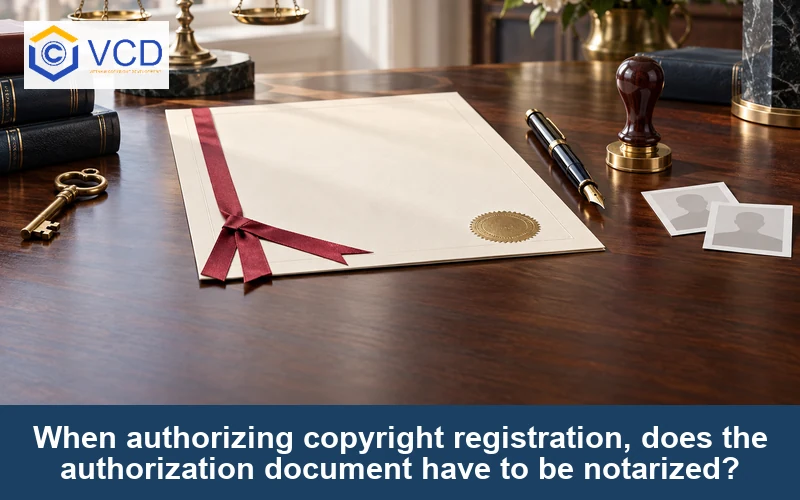 When authorizing copyright registration, does the authorization document have to be notarized?